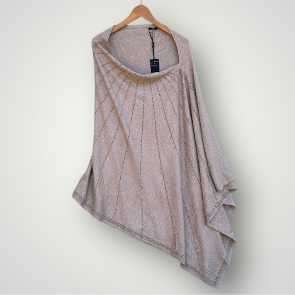 Neutral Beige Knit Poncho Shrug - Lightweight Women's Cover-Up